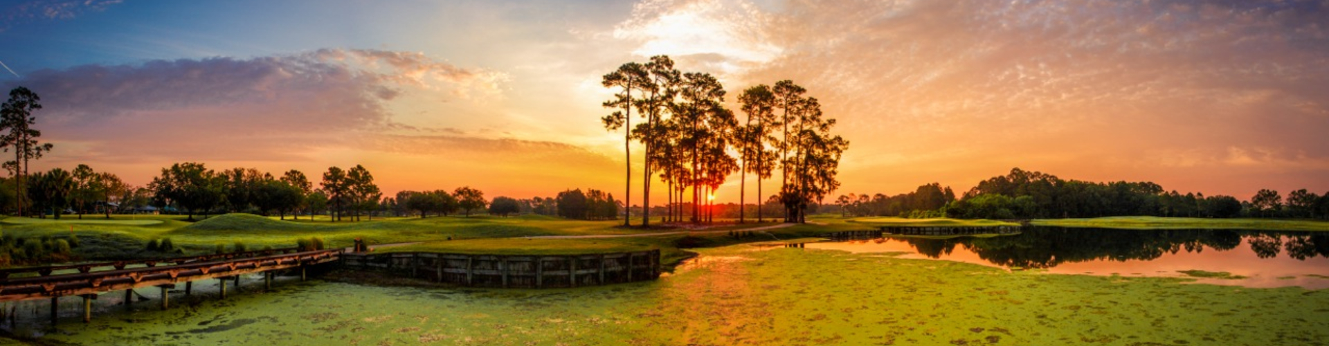 View of a sunset on the course at Timacuan Golf and Country Club